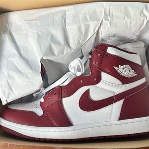 Nike Red and White Sneakers High-Top Design